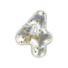 3D golden polka dot transparent helium balloon number 4