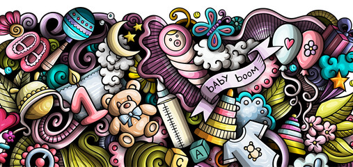 Baby doodle funny cartoon banner