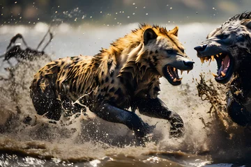 Poster Hyenas Fighting in Forest © Abdullah