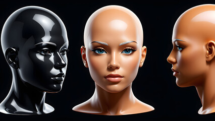 human body head clipart isolated on a black background. science education. biology