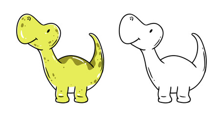 Light green dinosaur element with sketch vector illustration