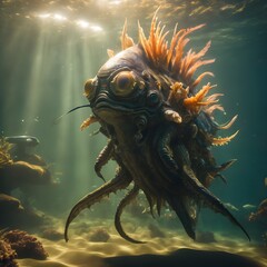 Creepy Creature In Ocean Background Very Cool