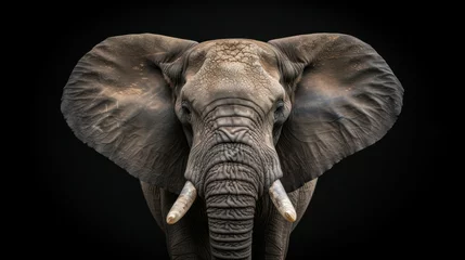Foto op Canvas Portrait of an elephant on dark background © Kondor83