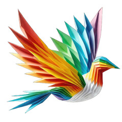 Fototapeta premium Generative AI Cool Rainbow Animal Origami, Bee origami, bird origami, dragonflies origami, rainbow color, bright rainbow color of animal origami, cool rainbow color animal origami, cool animal origami