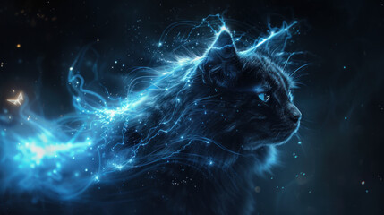 Magical cat looking like space nebula