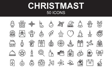 Chirstmas Icon Set Line Style