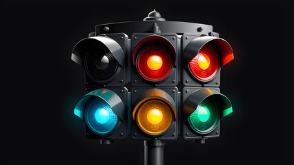 traffic light icon clipart isolated on a black background. 