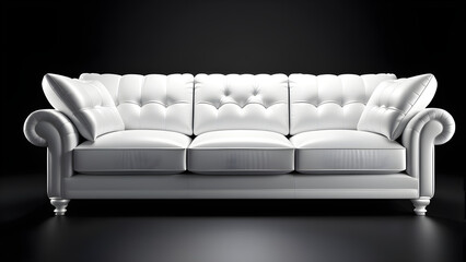 sofa isolated on black background. white couch isolated on a black background. white sofa