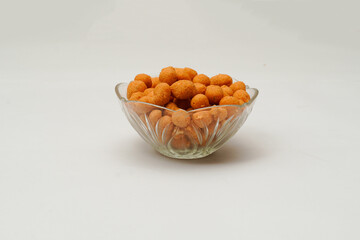 Boondi dall in transparent bowl