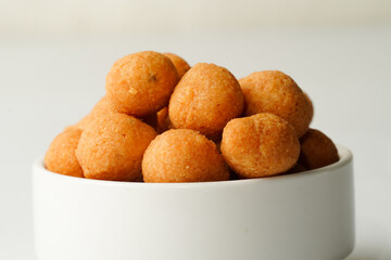Boondi dall in white bowl