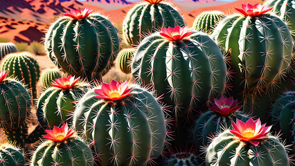 Obraz premium desert cactus plants background. cactus and flowers