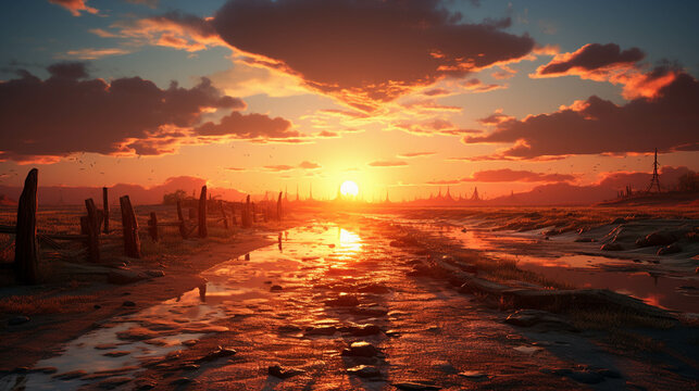 sunset over the sea   high definition(hd) photographic creative image