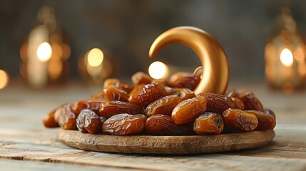 Dried dates fruit a crescent moon