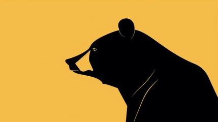 Vivid minimal illustration of a bear in vector style. Animal art. Simple colors and contours. - obrazy, fototapety, plakaty