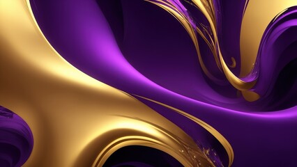 Vibrant Purple and gold flowing in a smooth wave of abstract Background