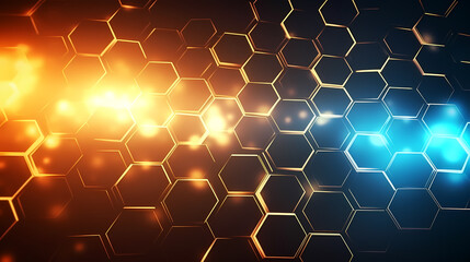 Digital technology hexagon cyber security concept, blue technology background