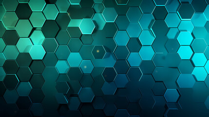 Digital technology hexagon cyber security concept, blue technology background - obrazy, fototapety, plakaty