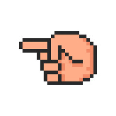 Obraz premium Pixel hand, hand gesture in the form indicates left.