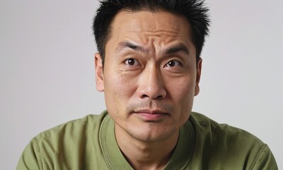 Fototapeta premium Portrait of an Asian business man in a suit looking at camera