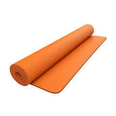 Orange yoga mat isolated on transparent background, png