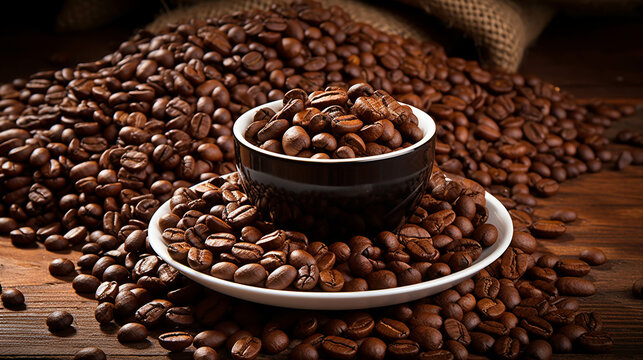coffee beans in a cup   high definition(hd) photographic creative image