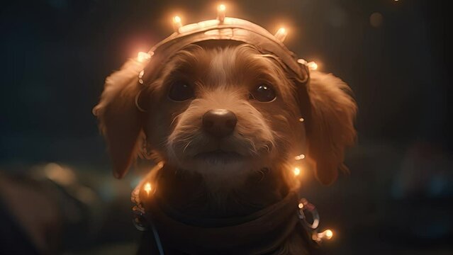 Portrait of a cute Jedi dog. Created with Generative AI.