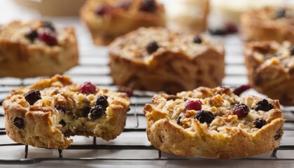 Fototapeta premium A tray of muffins with berries on top