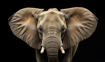 Foto op Canvas Majestic Elephant Captured in a Professional Photography Studio: A Portrait of Nature's Grandeur Against a Controlled Black Backdrop with Softbox Lighting, Showcasing the Art of Wildlife Photography © augenperspektive