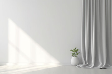 Fototapeta na wymiar Scandinavian minimalistic home light white interior with green plant