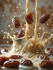Dried dates fruit mixed with milk