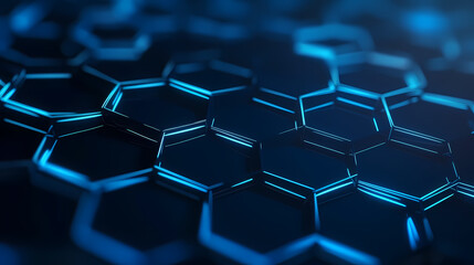 Fototapeta premium Digital technology hexagon cyber security concept, blue technology background