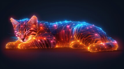 a cat that is laying down on the ground with a lot of lights on it's face and body.