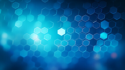 Digital technology hexagon cyber security concept, blue technology background