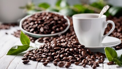 Fototapeta premium A cup of coffee with a spoon in it