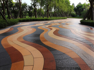 Beautiful design pedestrian pavers. Made of weather-resistant and non-slip material. For public use.