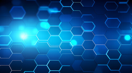 Obraz na płótnie Canvas Digital technology hexagon cyber security concept, blue technology background