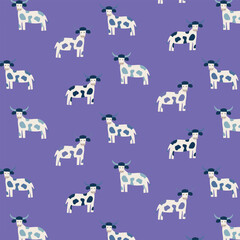 pattern with cute cow vector