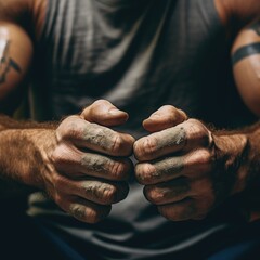 Close-up Shot of a fitness Man's Veined Hands  