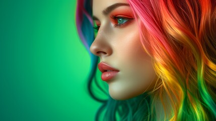 Woman with Rainbow Hair