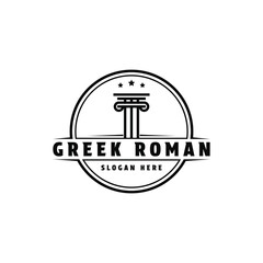Greek roman logo design vintage retro label circle