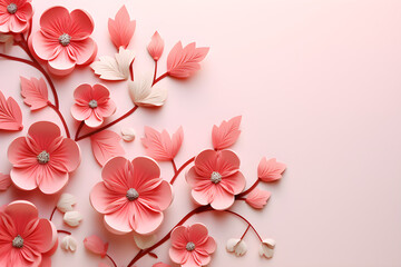 Fototapeta na wymiar Pink flower decoration on pink background