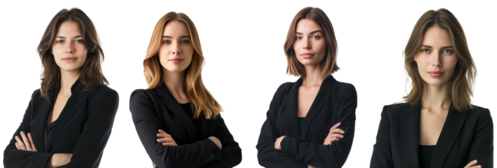 Portrait of businesswoman, Concept of leadership and success. collection of characters isolated on transparent.