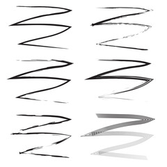 Hand drawn doodle brush lines. Vintage hand drawn underline border elements, pencil sketch stroke decoration.