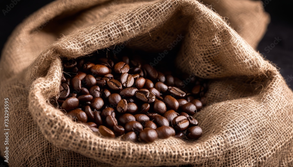 Wall mural A brown burlap bag filled with coffee beans