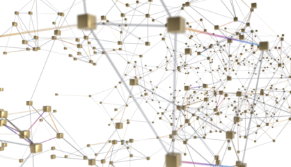 technology with polygonal shapes on dark blue background.