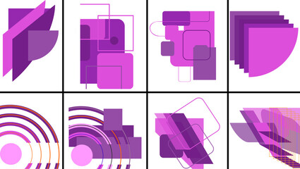 Set of purple of Abundant Geometric Shapes & Vector Elements