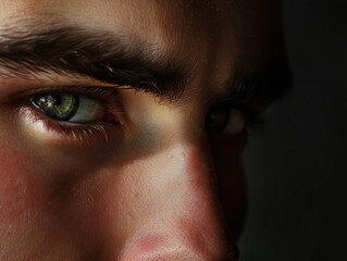 Fototapeta premium eye man closeup, person, man, eye, face, male, young, vision