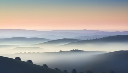 Gradient Background of Subtle Morning Mist Over Hills