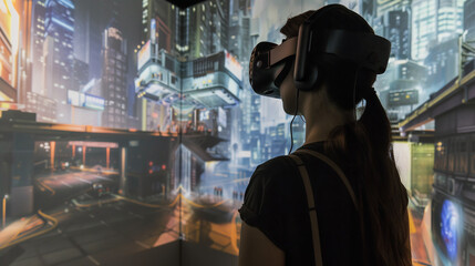 Fototapeta premium Journey into the Cyber World: Ultimate Experiences in Virtual Reality 