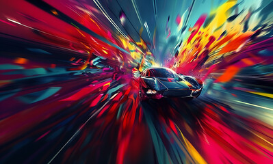 a colorful abstract background of a moving car in